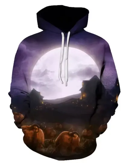 Discover Halloween Hoodie – Pumpkin Face Creepy Glow Effect Pullover Sweatshirt