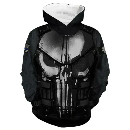 Discover 3D Skeleton Skull Hip Pop Punisher Hoodie Sweatshirt Sweater Pullover Jacket