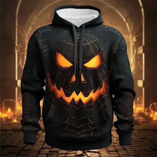Discover Scary Pumpkin Hoodie – Halloween Jack O’Lantern Face Pullover Streetwear