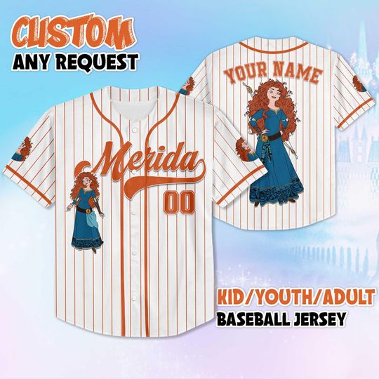 Discover Personalized Princess Merida Baseball Jersey, Custom Disney Brave Jersey, Family Matching Outfit, Birthday Gift Idea