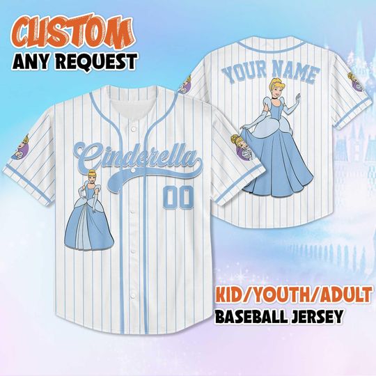 Discover Custom Princess Cinde Baseball Jersey, Disney Cinde Jersey, Disney Baseball Team Outfit, Gift For Disney Fans