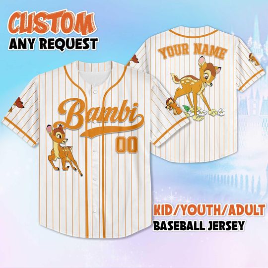 Discover Personalized Bambi Baseball Jersey, Custom Disney Bambi Jersey, Family Matching Outfit, Disneyland Baseball Team Outfit
