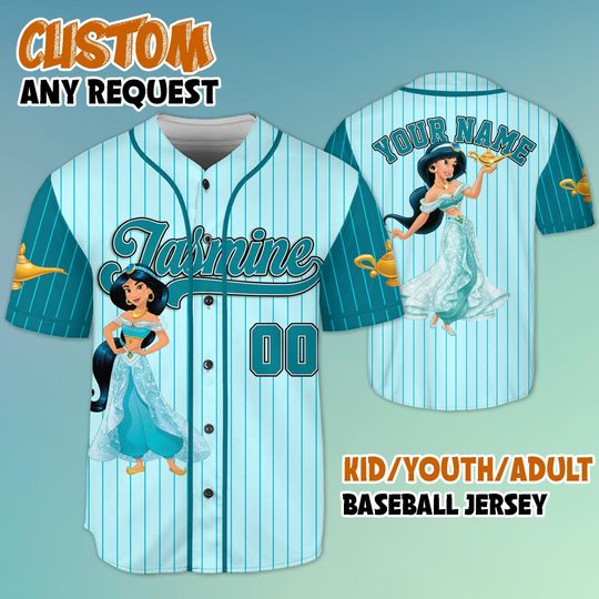 Discover Personalized Disney Princess Jasmine Baseball Jersey, Custom Princess Jasmine Baseball Jersey, Disney Princess Baseball Outfit