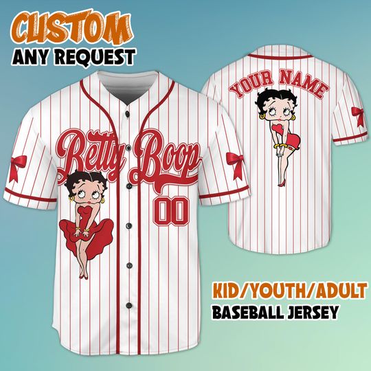 Discover Custom Betty Boop Baseball Jersey, Personalized Betty Boop Cartoon Y2K Baseball Jersey, Retro Cartoon Baseball Outfit