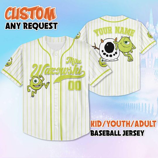 Discover Personalized Mike Wazowski Baseball Jersey, Custom Disney Mike Wazowski Jersey, Family Matching Outfit, Birthday Gift