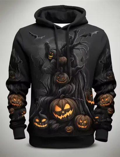 Discover Pumpkin Hoodie – Halloween Jack O’Lantern Pullover Sweatshirt for Adults