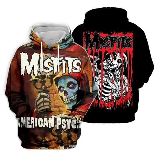 Discover Misfits American Psycho Vintage Punk Rock Band All Over Print Hoodie 3D XS-6XL