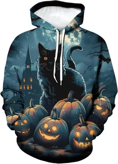 Discover Halloween Hoodie – Pumpkin Face Creepy Scary Graphic Pullover Unisex