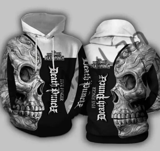 Five Finger Death Punch Band Skull Men 3D Printed Pullover Hoodie Kids