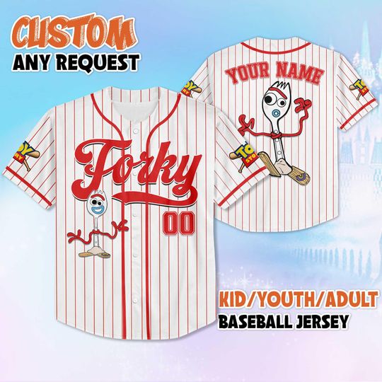 Discover Custom Forky Toy Story Baseball Jersey, Disney Toy Story Shirt, Personalized Forky Toy Story Jersey, Gift for Disney Fans