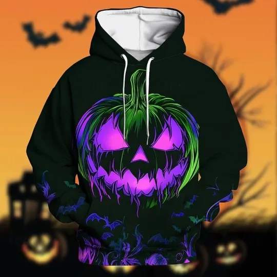 Discover Pumpkin Hoodie – Spooky Halloween Jack O’Lantern Pullover Sweatshirt Unisex