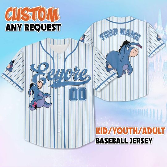 Discover Custom Eeyore Baseball Jersey, Disney Winnie the Pooh Jersey, Personalized Eeyore Shirt, Family Matching Outfit, Gift For Disney Fans