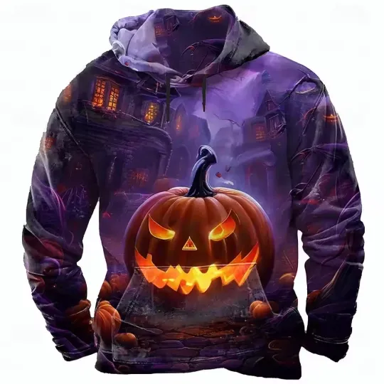 Discover Jack O’Lantern Hoodie – Halloween Pumpkin Graphic Sweatshirt Streetwear Style
