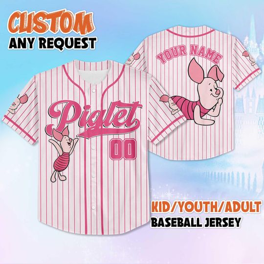 Discover Custom Piglet Baseball Jersey, Disney Winnie the Pooh Jersey, Personalized Piglet Shirt, Family Matching Outfit, Birthday Gift Idea