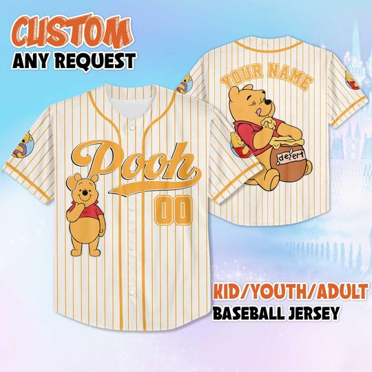 Discover Custom Winnie the Pooh Baseball Jersey, Disney Pooh Jersey, Personalized Winnie the Pooh Shirt, Family Matching Outfit