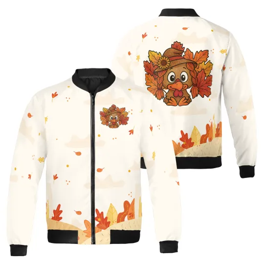 Discover Cute Turkey Fall Vibes Tis The Season Funny Thanksgiving Day Bomber Jacket