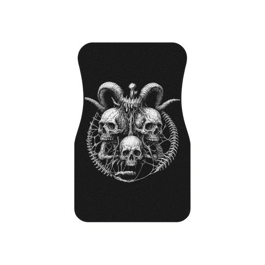 Discover Gothic Skull Car Mats Set of 4, Edgy Car Accessories, Perfect for Halloween, Auto Decor, Unique Gift, Dark Aesthetic