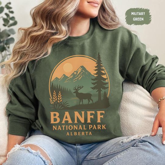 Vintage Banff National Park Alberta Sweatshirt, Retro Mountain Crewneck Jumper, Nature Lover Gift, Cozy Outdoor Apparel