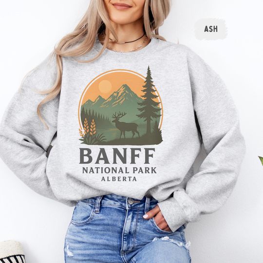 Vintage Banff National Park Alberta Sweatshirt, Retro Mountain Crewneck Jumper, Nature Lover Gift, Cozy Outdoor Apparel