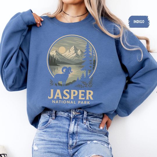 Discover Vintage Jasper National Park Canada Sweatshirt, Retro Mountain Crewneck Jumper, Nature Lover Gift, Outdoor Adventure