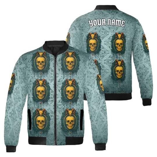 Discover Personalized Gothic Skulls Horror Halloween Spooky Season Bomber Jacket