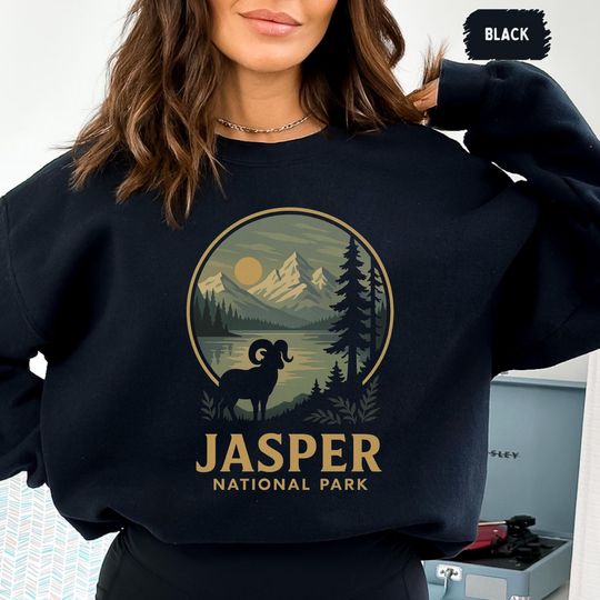 Vintage Jasper National Park Canada Sweatshirt, Retro Mountain Crewneck Jumper, Nature Lover Gift, Outdoor Adventure