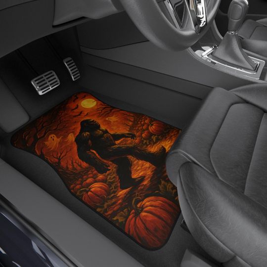 Discover Halloween Car Mats - Bigfoot Design, Auto Accessories, Unique Gift, Fall Decor, Seasonal Car Interiors, Spooky Themed Car Items