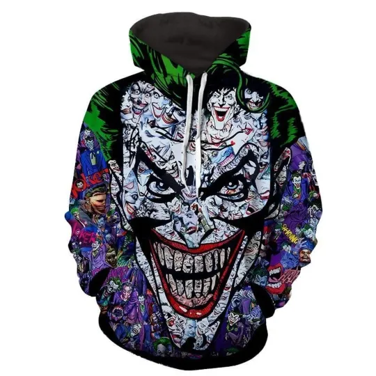 Horror Joker Clown Face Ha Ha Ha Why So Serious Colorful Hoodie 3D Printed