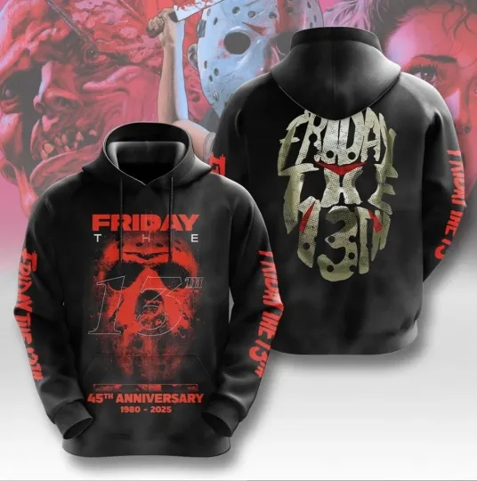 Discover 45th Anniversary 1980-2025 Friday the 13th 3D Hoodie Good New