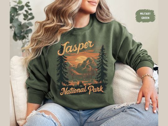 Discover Vintage Jasper National Park Sweatshirt, Jasper Sweatshirt, Canadian Rockies Sweatshirt