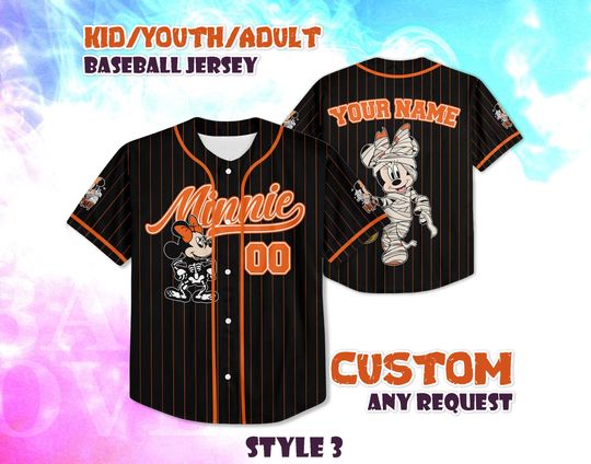 Discover CUSTOM Minnie Halloween Baseball Jersey, Disney Halloween Shirt, Personalized Disney Minnie Halloween Jersey, Mickey Ghost Jersey