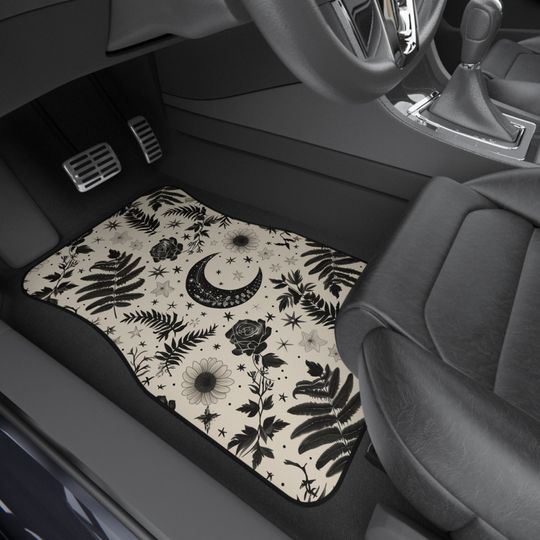 Discover Goth Moon, Rose and Fern Car Mats, Goth Car Accessory, Goth Floor Mats for Cars, Trucks, SUVs