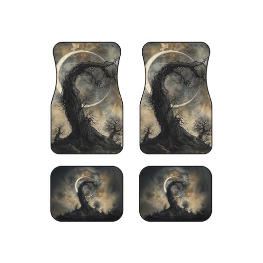 Discover Witchy Tree and Moon Car Floor Mats - Car Mats - Goth Car Decor - Witchy Car Decor - Gothic Floor Mats for Cars and Trucks and SUVs