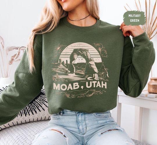 Discover Moab Utah Sweatshirt - Unisex Crewneck Jumper, Desert Southwest Apparel, National Parks Gift, Outdoor Adventure Clothing, Mountain Hiking