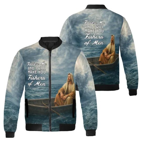 Discover Jesus In The Boat Follow Me And I'll Make You Fishers Of Men Bomber Jacket