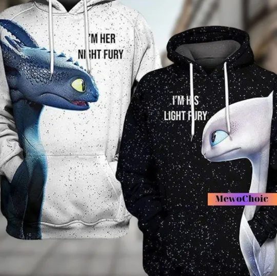 Toothless and Light Fury Couple Hoodie Kids