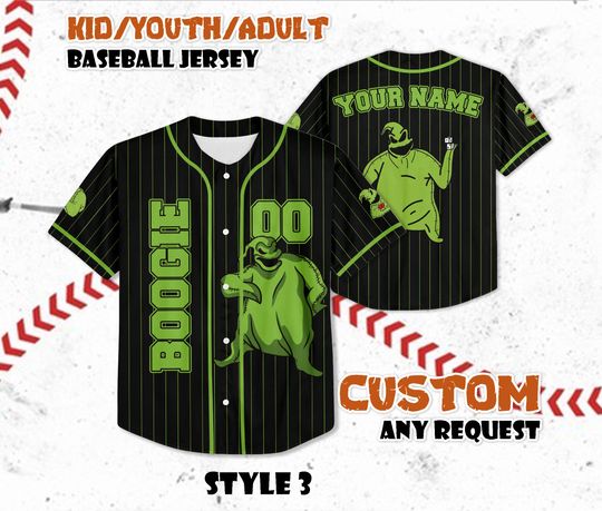 Discover Custom Boogie Baseball Jersey, Personalized The Nightmare Before Christmas Disneyland Jersey, Halloween Shirt, Gift for Disney Fans & Kids