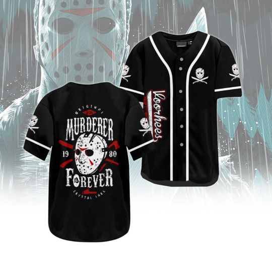 Discover Halloween Jason Voorhees Baseball Jersey, Halloween HN Shirt, Custom Horror Jersey Shirt, Horror Fan Gifts