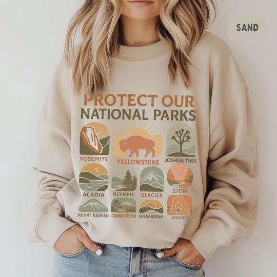 Vintage Protect Our National Parks Sweatshirt, Nature Lover Gift, Outdoor Adventure Clothing, Park Ranger