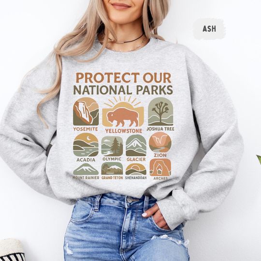 Vintage Protect Our National Parks Sweatshirt, Nature Lover Gift, Outdoor Adventure Clothing, Park Ranger