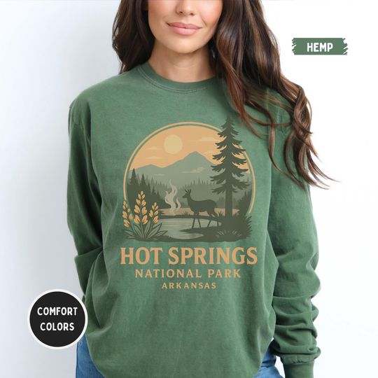Discover Vintage Hot Springs Arkansas National Park Sweatshirt, Mountain Hike Gifts, Souvenir Apparel