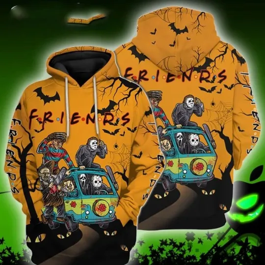 Discover hoodie 3d halloween, Friend Horror Halloween Hoodie, gift friends halloween 2024