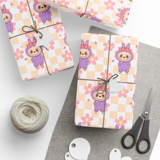 Labubu Gift Wrap, Cute Wrapping Paper for Birthday & Party Supplies