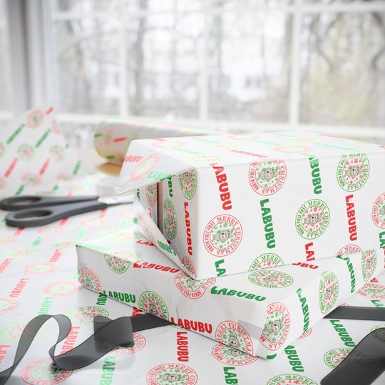 Christmas Labubu Wrapping Paper, Holiday Gift Wrap, Festive Gift Packaging, Cute Xmas Wrapping