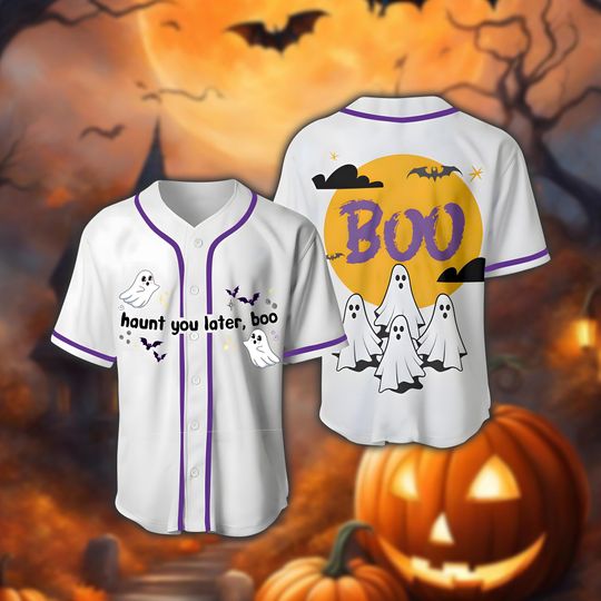 Discover Ghost Halloween Baseball Jersey, Perfect for Costume Parties, Trick or Treat, and Festivals, Fun Outfit for Fans, Players, and Team Members.