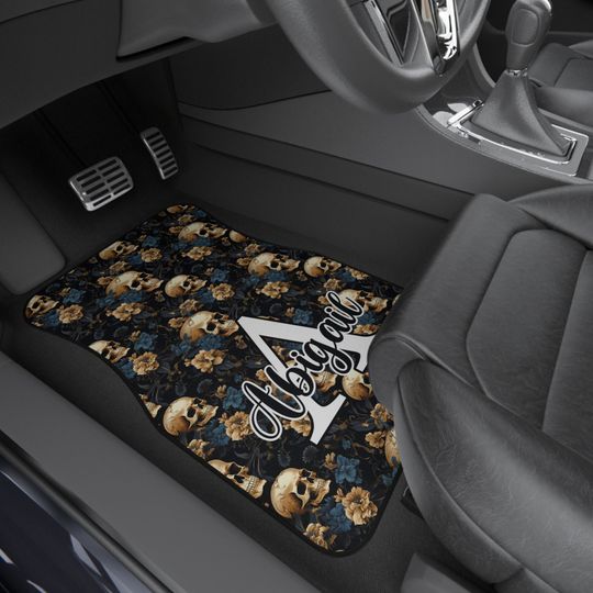 Discover Personalized&nbsp;Skulls and Floral Car Floor Mats/ Car Floor Mats/ Personalized Car Mats/ Skulls and Floral/ Skulls Car Mats/ Skulls and Floral