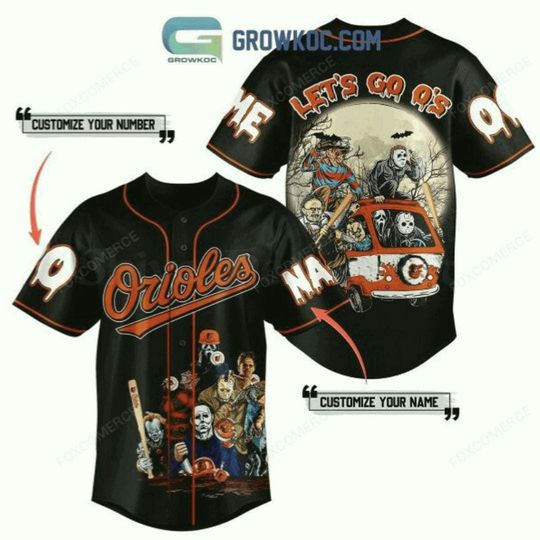 Baltimore Orioles Mix Horror Movies Personalized Halloween Baseball Jersey