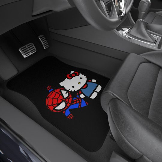 Cute Cartoon Car Mats - Spiderman & Hello Kitty Design, Auto Accessories, Vehicle Decor, Spiderman Car Accessory, Car Interior, Auto Mats