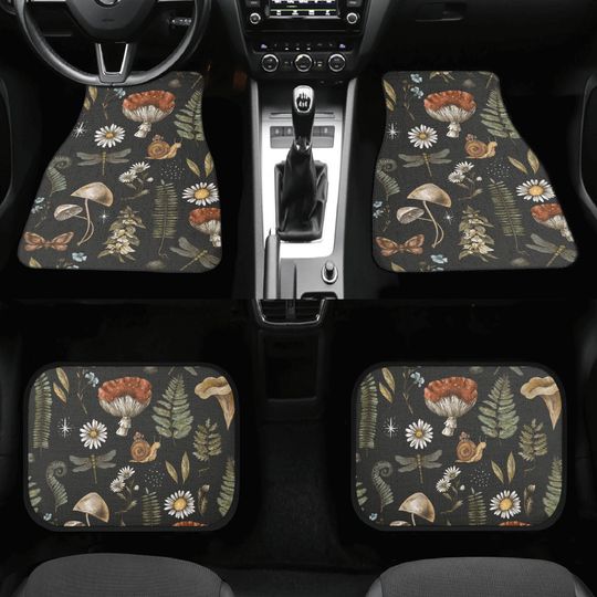Discover Cottagecore Car Mats, Black Mushroom Car Floor Mats, Witchy Car Floor Mats for Women, Car Mats Aesthetic, Aesthetic Car Decor, Gift for Her