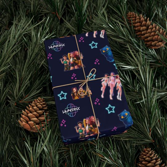 Huntrix Gift Wrap Paper, Rumi Gift Wrap Paper, Zoey Gift Wrap, Mira Wrapping Sheets, Gold Gift Wrap for Kpop Fans, Kpop Movie Wrap Paper